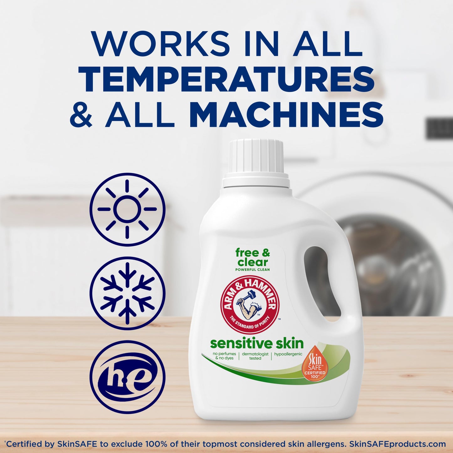 ARM & HAMMER Sensitive Skin Free & Clear Liquid Laundry Detergent, 105 fl oz, 105 Loads