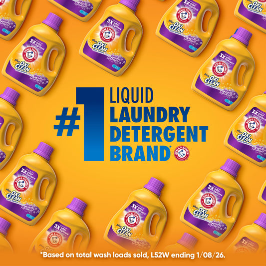 ARM & HAMMER Plus OxiClean with Odor Blasters Liquid Laundry Detergent, Laundry Odor Remover, Attacks Stains, Fresh Burst Scent, 122 Loads, 158.6 Fl Oz