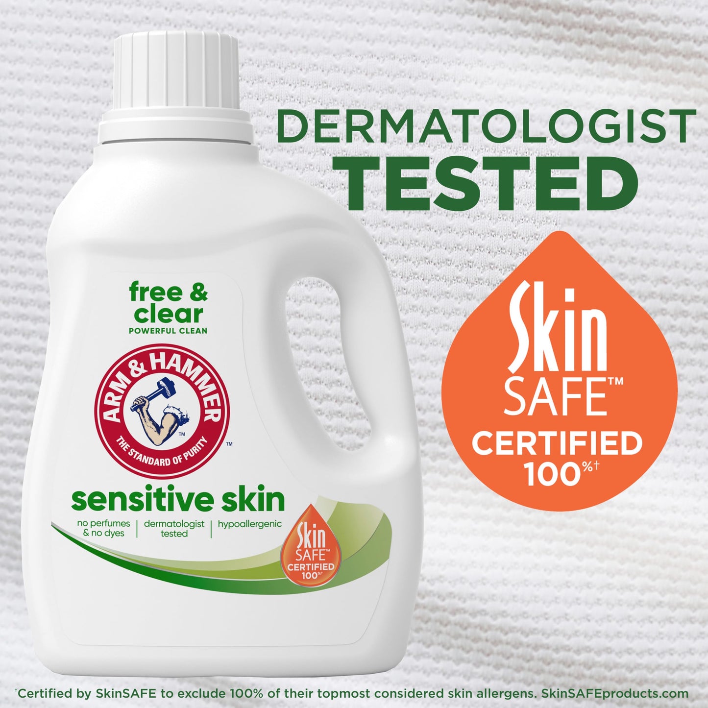 ARM & HAMMER Sensitive Skin Free & Clear Liquid Laundry Detergent, 105 fl oz, 105 Loads