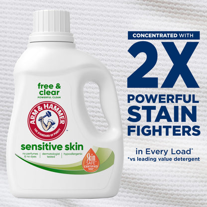 ARM & HAMMER Sensitive Skin Free & Clear Liquid Laundry Detergent, 105 fl oz, 105 Loads
