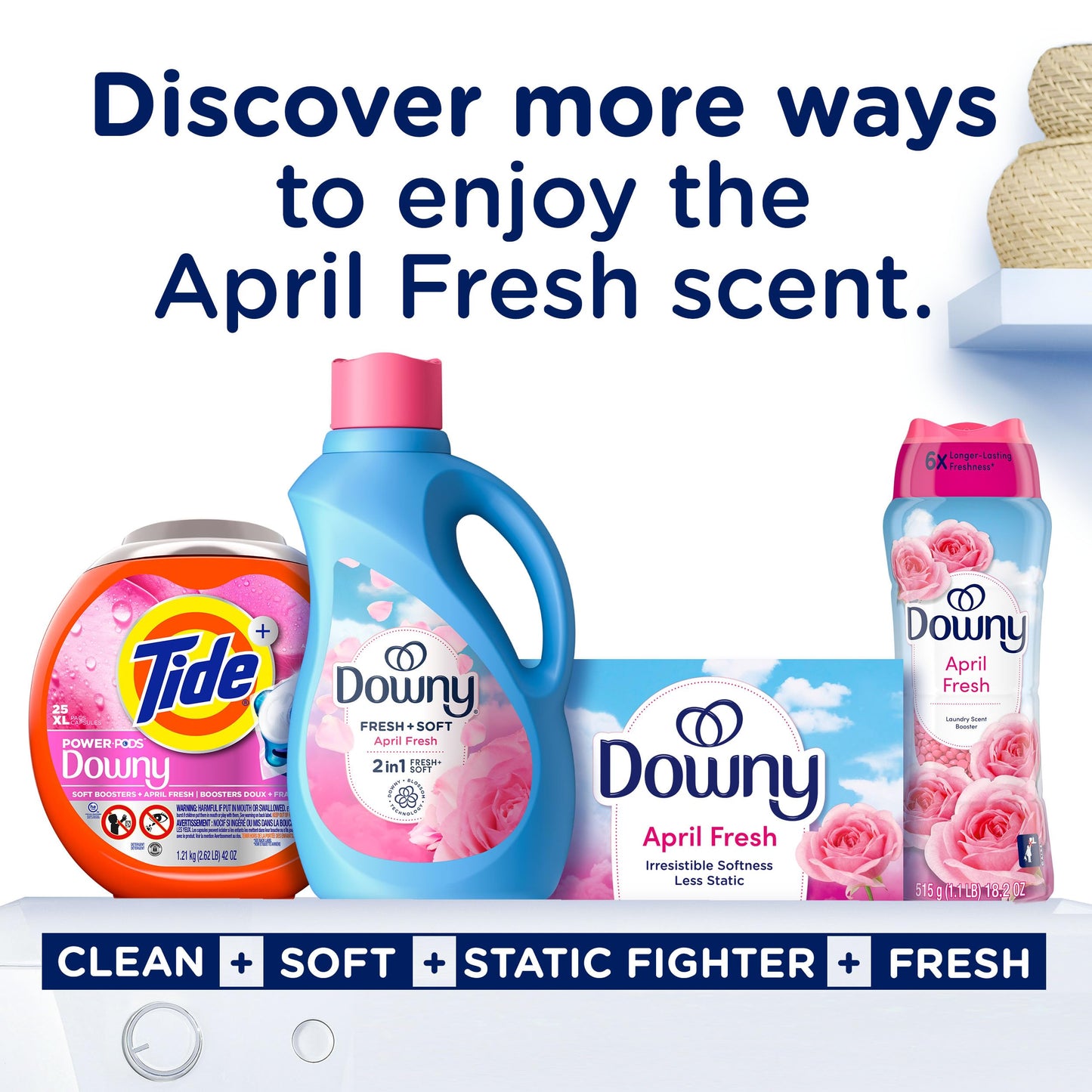Downy Liquid Fabric Softener, April Fresh 2-in-1 Fresh & Soft, 140 Fl Oz, 190 Loads, Fabric Conditioner For Freshness And Softness
